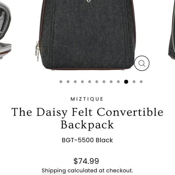 NWT MIZTIQUE The Daisy Felt Convertible Shoulder Bag Backpack Black Brown Vegan - Picture 6 of 16